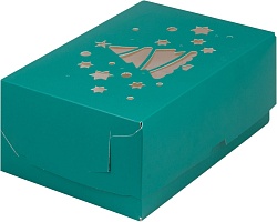 Коробка на 6 капкейков "Елка" зеленая