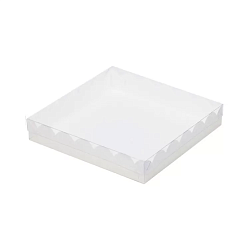 Коробка для пряников 12 см*12 см*3 см белая с прозрачной крышкой