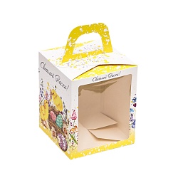 Коробка для кулича с окном "Цыплята" 15 см*15 см*18 см