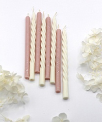 Свечи натуральный воск "розово-белые" 8шт.