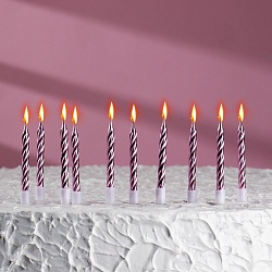 Свечи в торт "Спираль", 10 шт, средние, 7 см,  розовый металлик