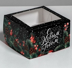 Коробка на 4 капкейка "С Новым Годом!"